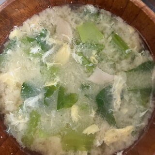 カブの葉と小松菜の味噌汁